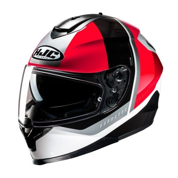 HJC Alia Red White Motorcycle Motorbike Full Face Helmet With Sun Visor