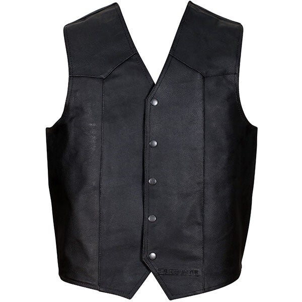 Duchinni Classic Leather Motorcycle Motorbike Waistcoat Vest - Black