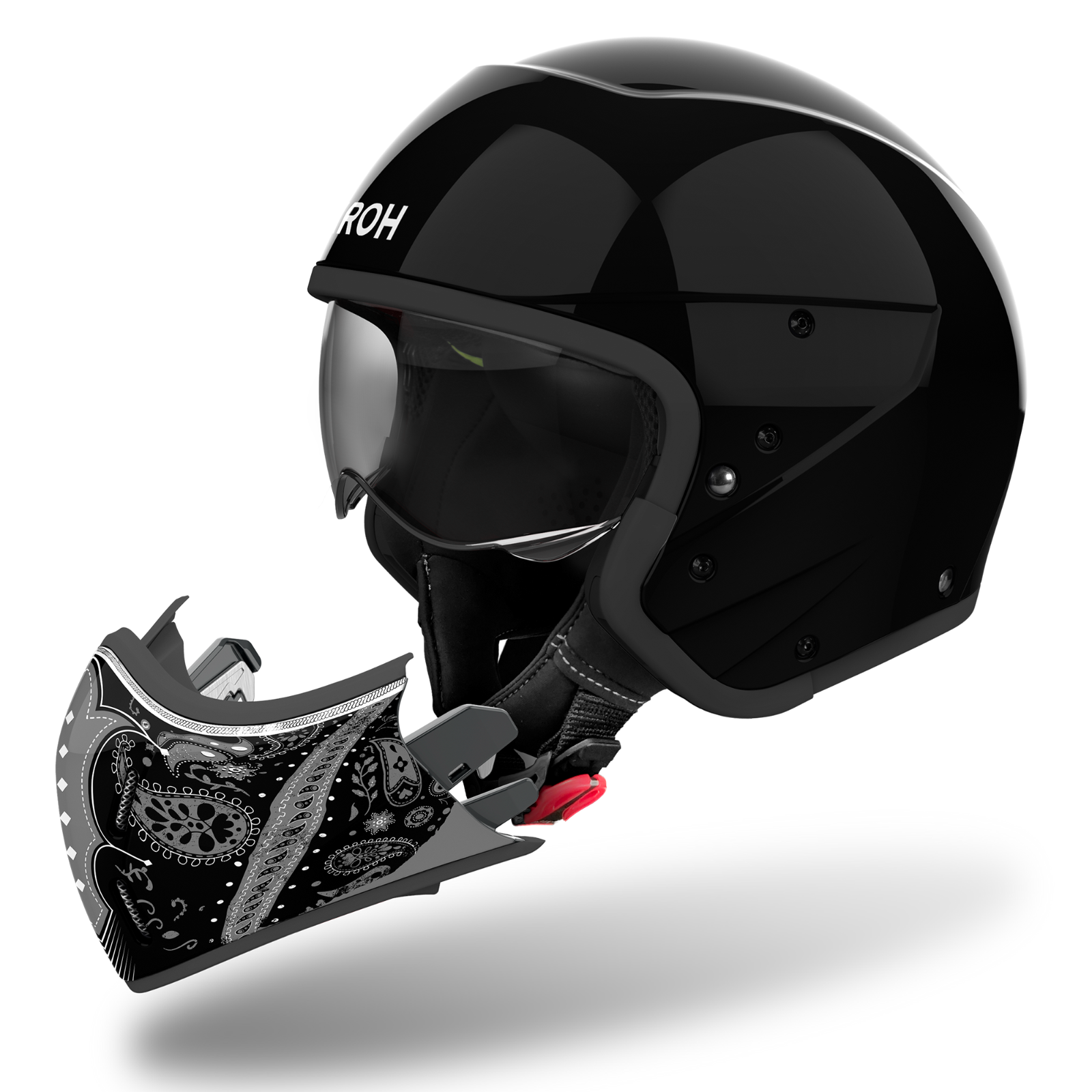 Airoh J110 Convertible ECE2206 Motorcycle Motorbike Helmet Paesly Black Gloss