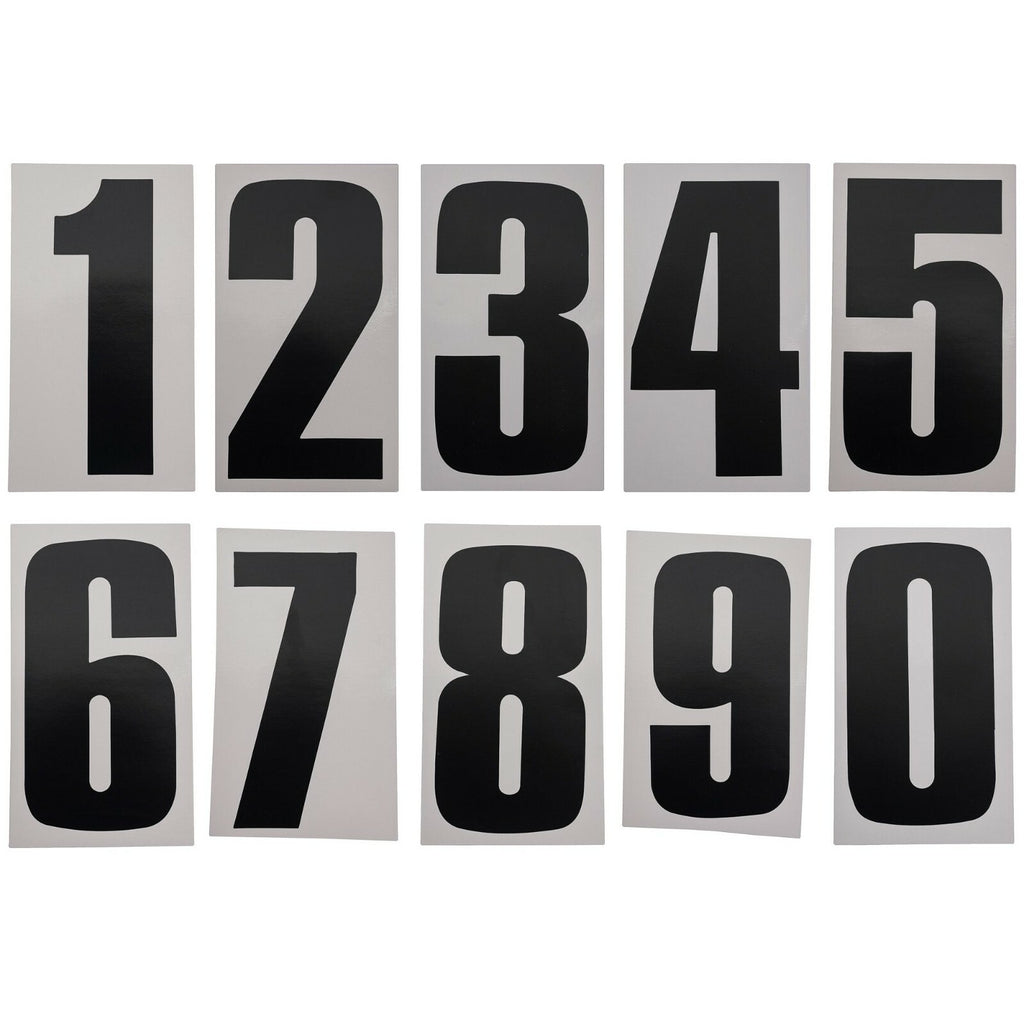 Bike It 6 Inch Motorcycle Motorbike Race Numbers - Black - 10 Pack