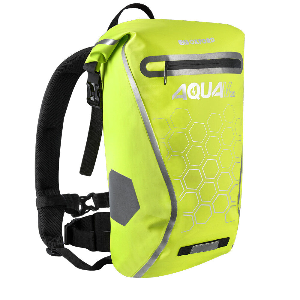 Oxford Aqua V 20 Waterproof Motorcycle Motorbike Cycle Backpack - Fluo Yellow
