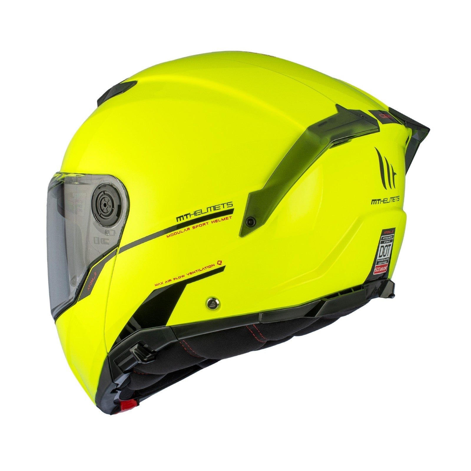 MT Helmets Atom 2 Solid Gloss Fluo Flip Modular Motorcycle Motorbike Helmet