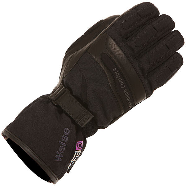 Weise Ladies Legend Waterproof Motorcycle Motorbike Leather Textile Glove Black