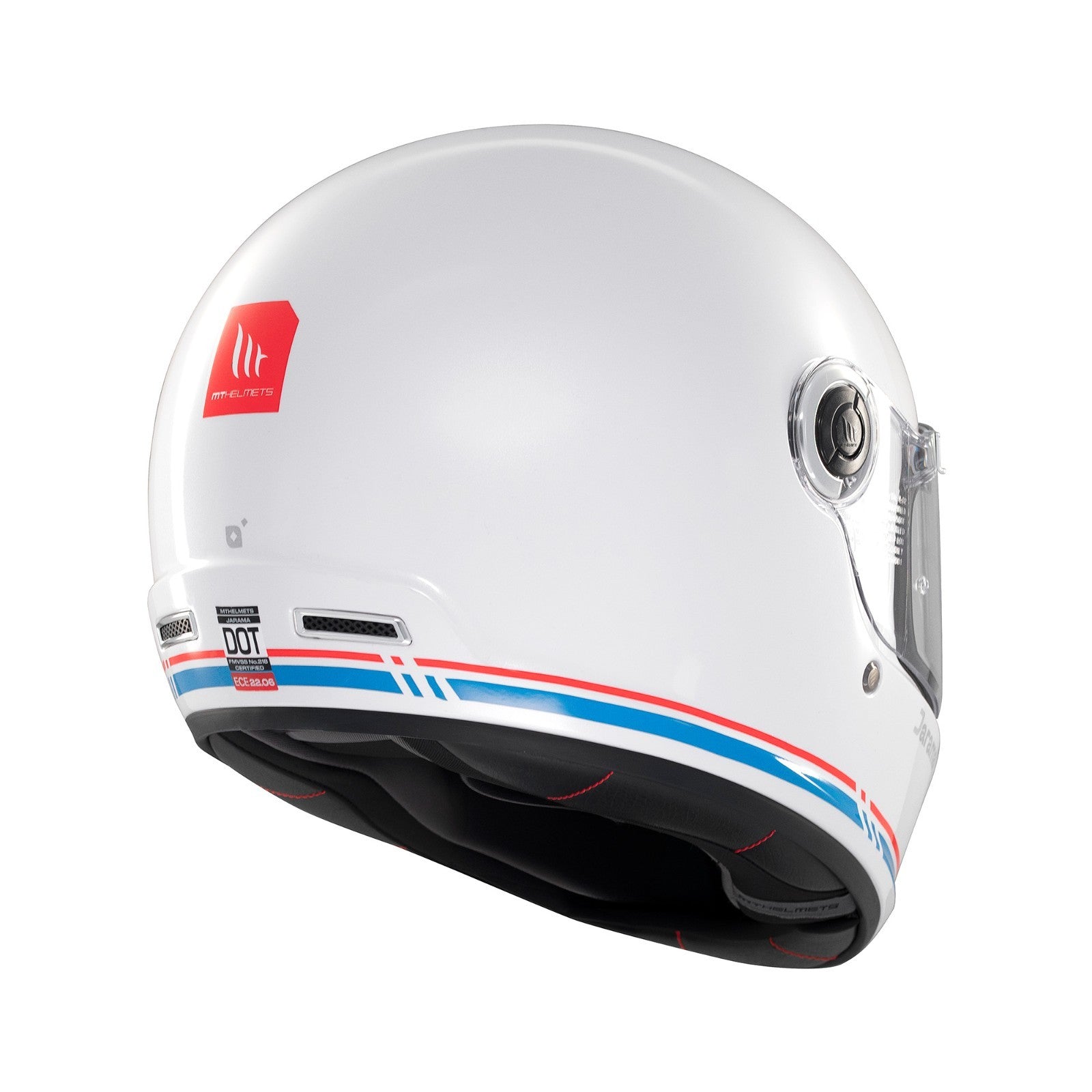 MT Jarama SV Plain Gloss White Classic Style Motorcycle Motorbike Helmet