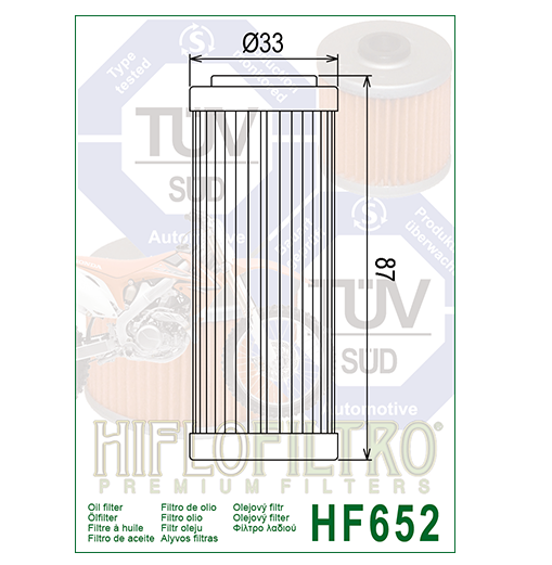 Hiflo Filtro HF652 Motorcycle Motorbike Oil Filter Replaces KTM 77338005100/1