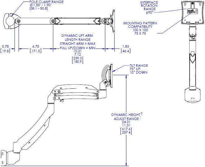 Brand New Chief Pole Mount For TV/ Monitor (K1P120S)