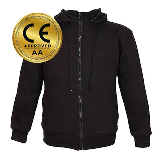 Weise Stealth CE AA Armoured Zip Front Motorcycle Motorbike Hoodie - Black