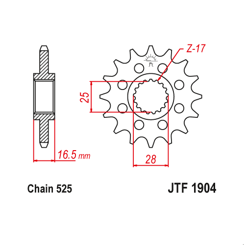 JT Sprockets JTF1904 Motorcycle Motorbike Front Sprocket 525 x 17 Teeth