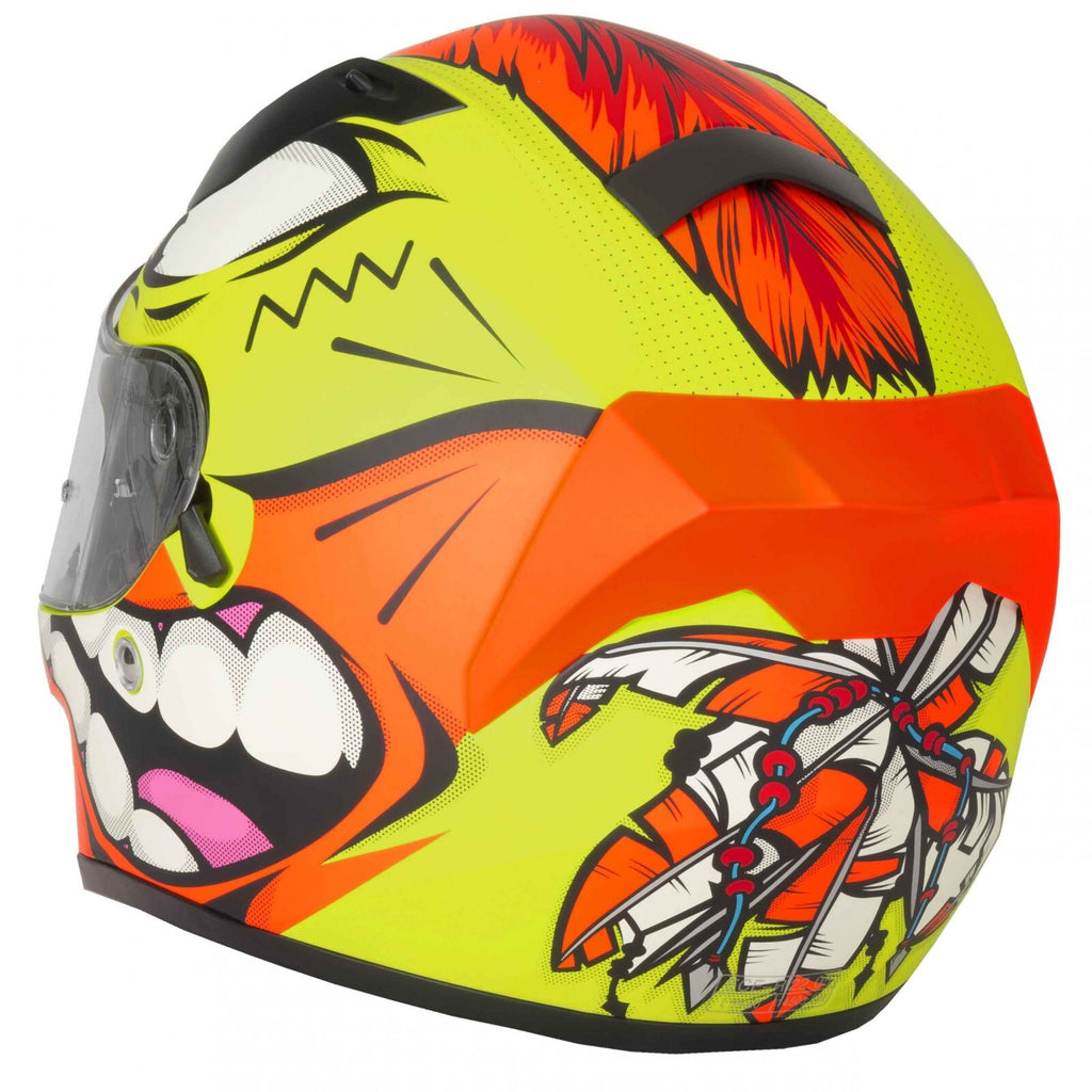 VCAN H128 Full Face Mohawk Yellow Orange ACU ECE2206 Motorcycle Motorbike Helmet