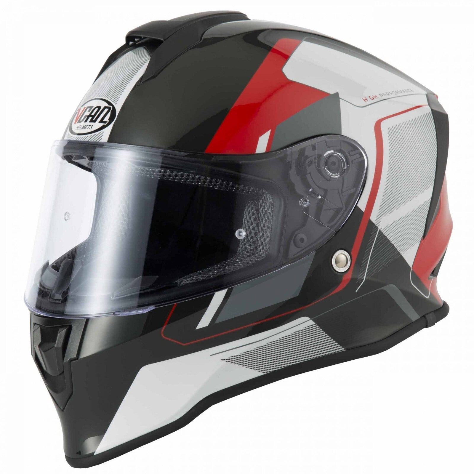 VCAN V151 Full Face Pulsar Red ACU Gold Motorcycle Motorbike Helmet Black Red