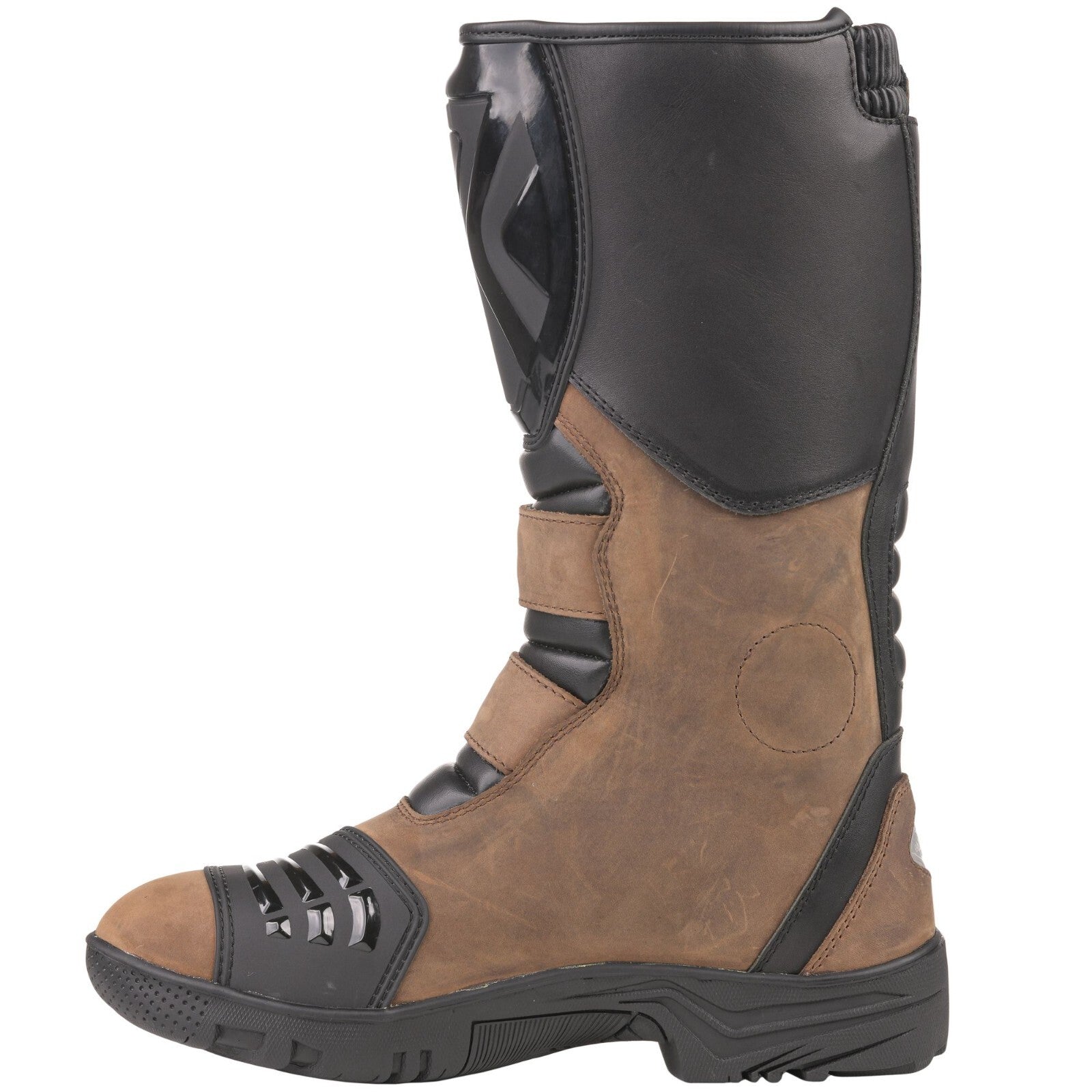 Bike It Triple-Black Motorcycle Motorbike Waterproof Adventure Style Boots Brown