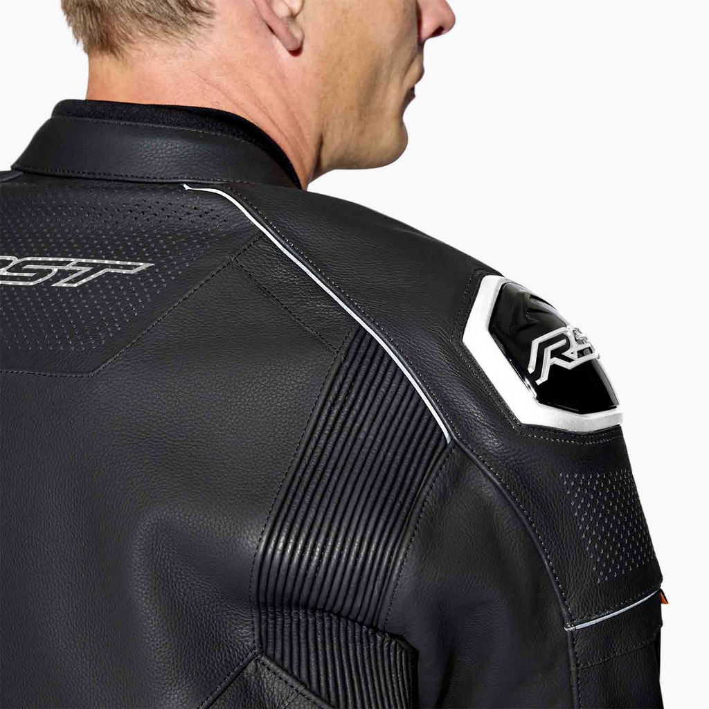RST S1 D30 CE AAA Leather Motorcycle Motorbike Sports Jacket - Black White