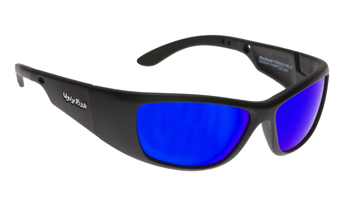 Ugly Fish Warhead Motorcycle Bike Sunglasses RS6606X -Matt Black Frame/Blue Lens