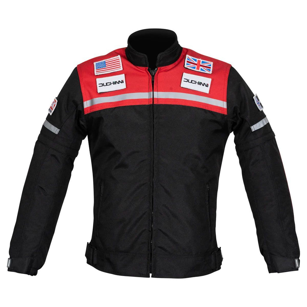Duchinni Grid Kids Childs CEAA Motorcycle Motorbike Jacket Black Red