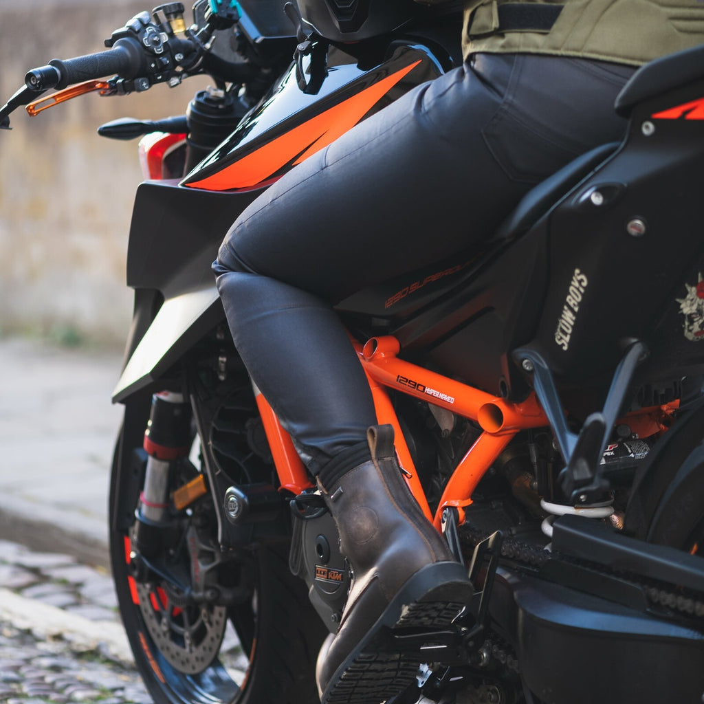 Oxford Original CEAA Wax Look Motorcycle Motorbike Armoured Jeggings Black