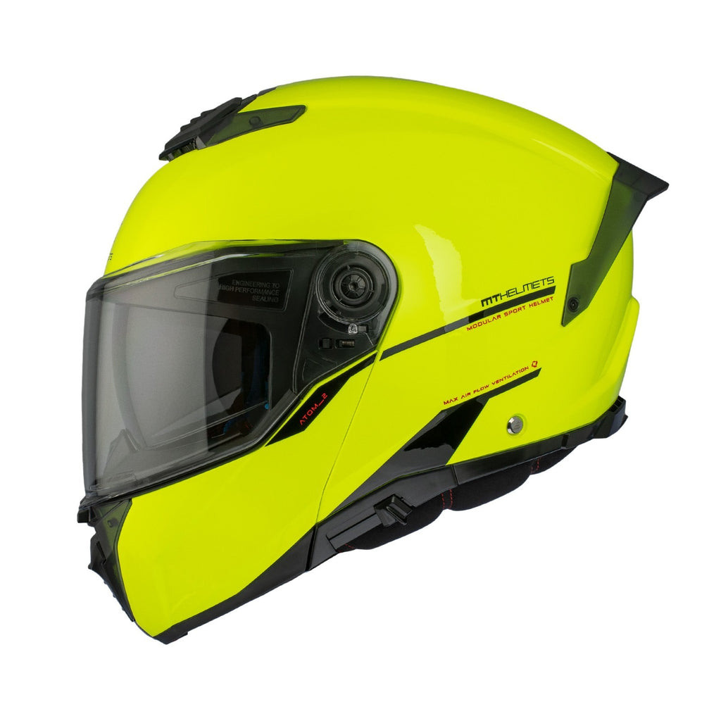 MT Helmets Atom 2 Solid Gloss Fluo Flip Modular Motorcycle Motorbike Helmet