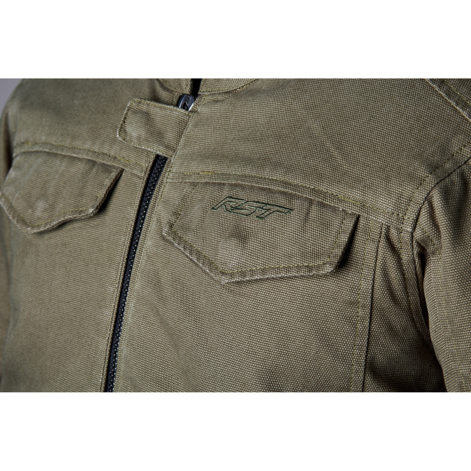 RST IOM TT Crosby 2 Classic Canvas CE Motorcycle Motorbike Textile Jacket Olive