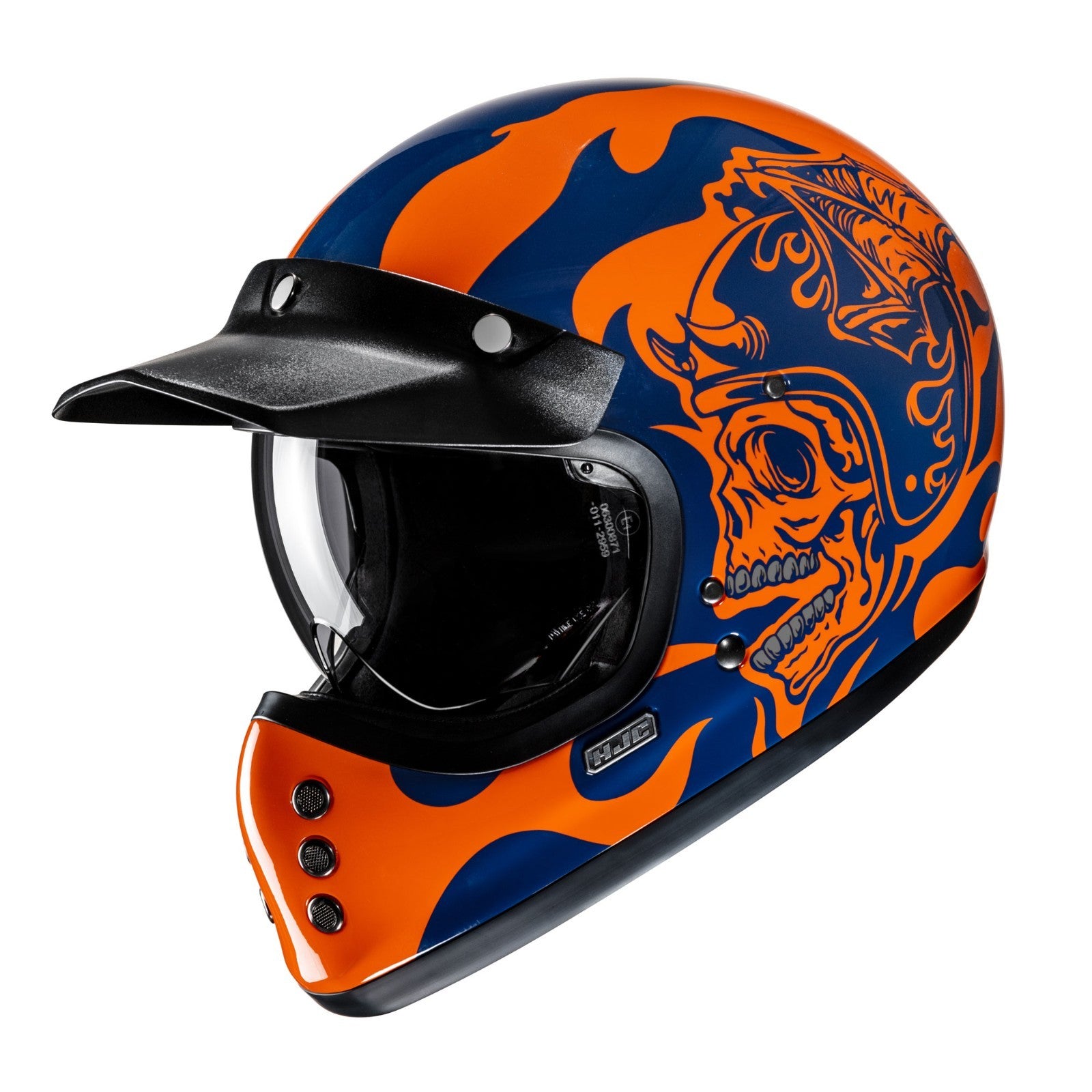 HJC V60 Flame Orange Blue Classic ECE2206 Open Face Motorcycle Motorbike Helmet