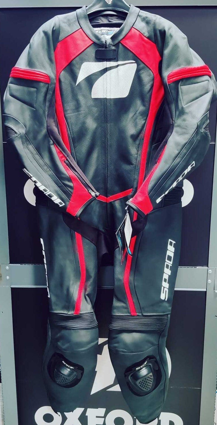 Spada Race School Mens Leather 1 Piece Motorcycle Motorbike Sports Race Suit