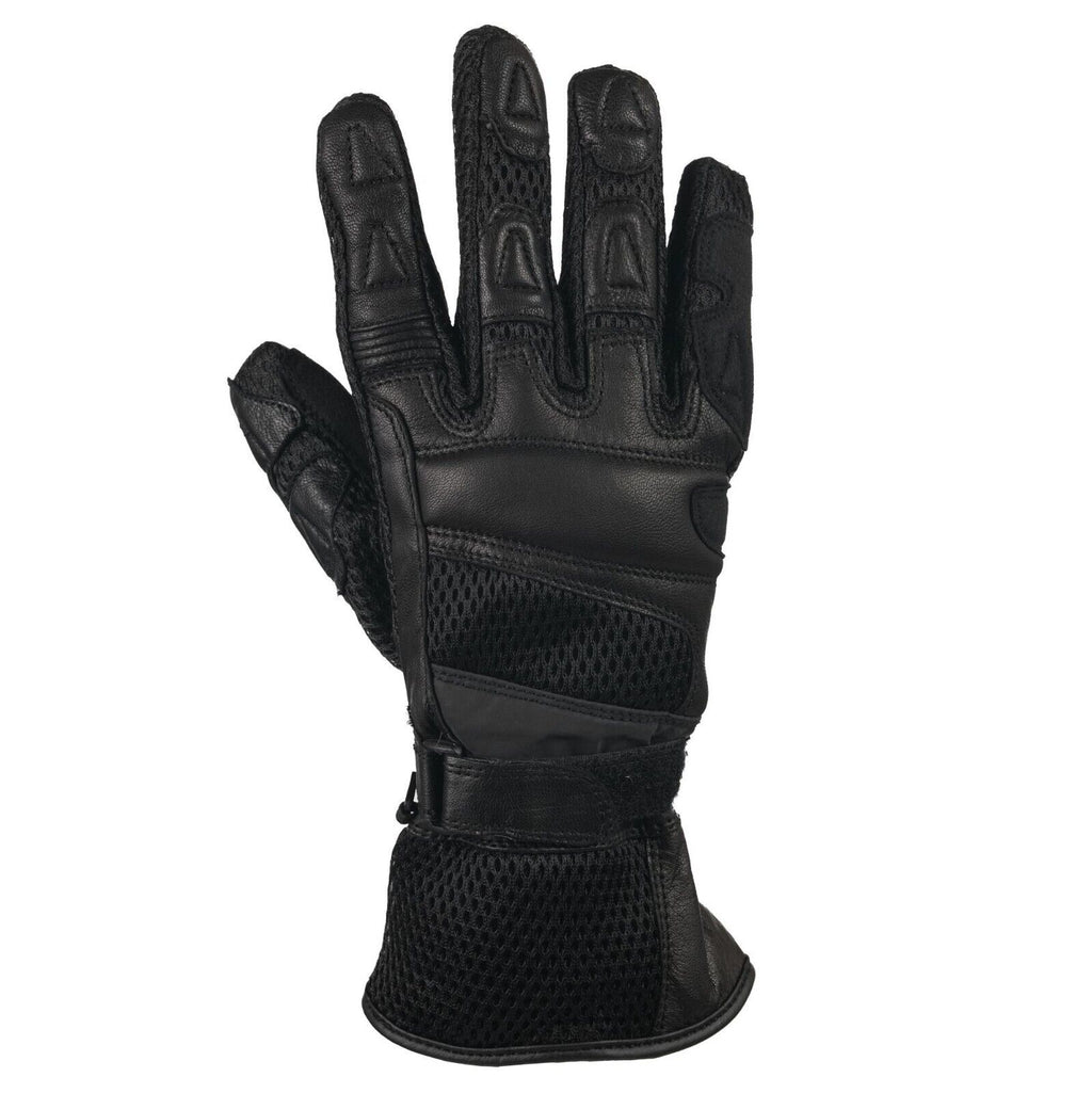 Bike It Triple Black Air Vented Mesh Summer Motorcycle Motorbike Glove