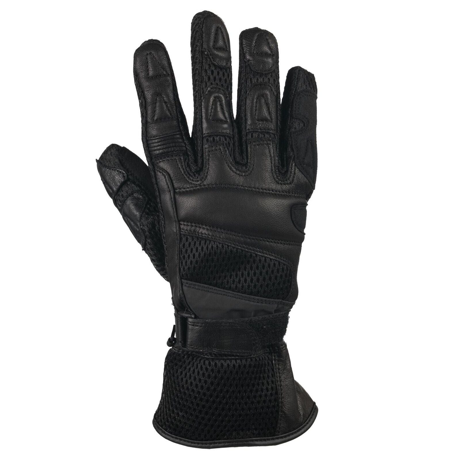 Bike It Triple Black Air Vented Mesh Summer Motorcycle Motorbike Glove