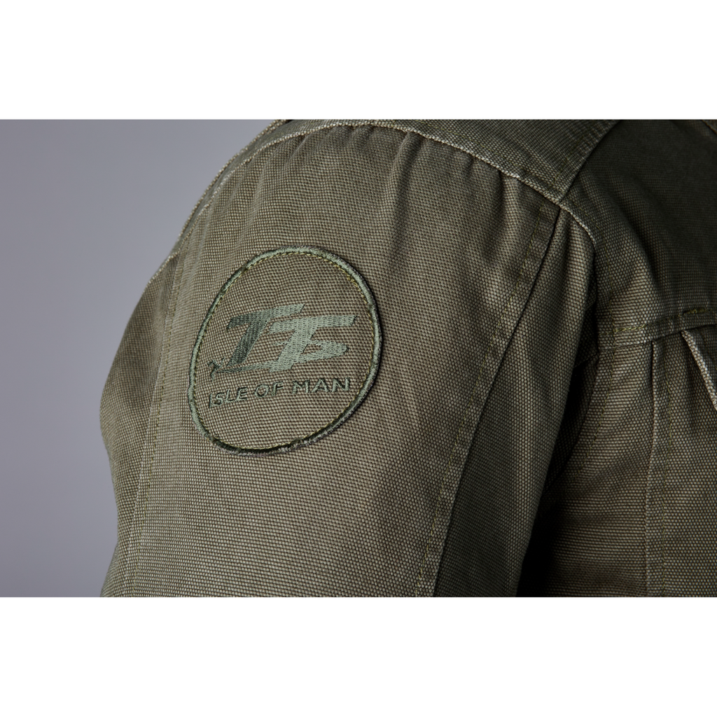 RST IOM TT Crosby 2 Classic Canvas CE Motorcycle Motorbike Textile Jacket Olive