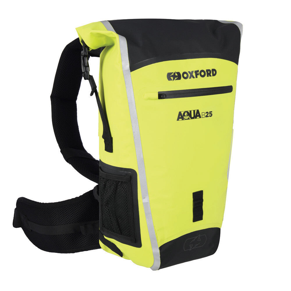 Oxford Aqua B25 Hydro Waterproof 25 Litre Motorcycle Motorbike Back Pack Fluo