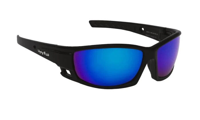 Ugly Fish Rocket RS404 Motorcycle Bike Sunglasses - Matt Black Frame/Blue Lens
