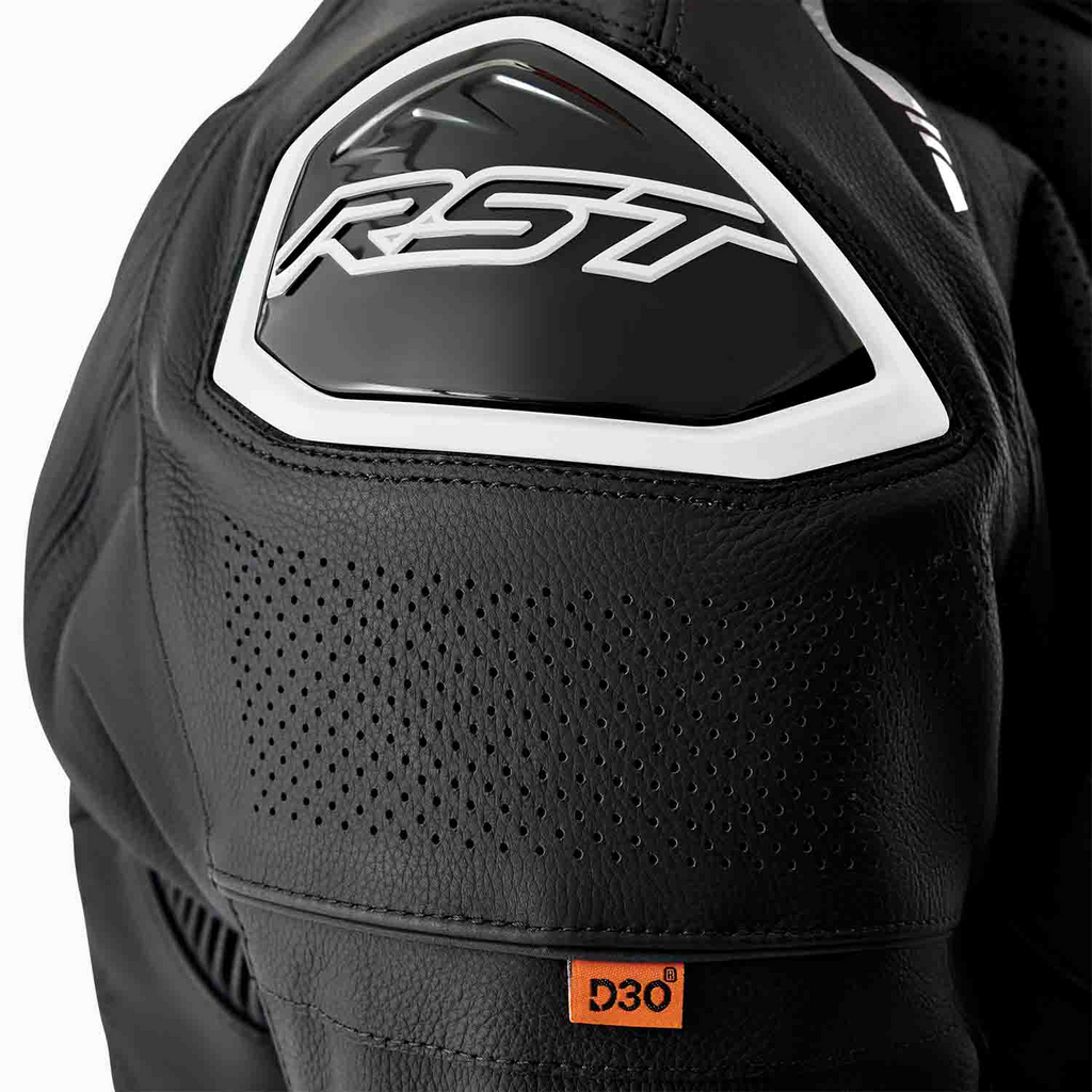 RST S1 D30 CE AAA Leather Motorcycle Motorbike Sports Jacket - Black White