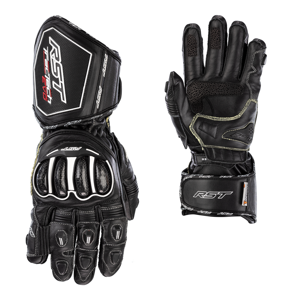 RST Tractech Evo 4 Leather CE Sports Motorcycle Motorbike Gloves - Black