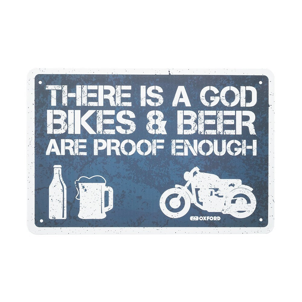 Oxford Garage Metal Motorcycle Motorbike Sign - THERE IS A GOD