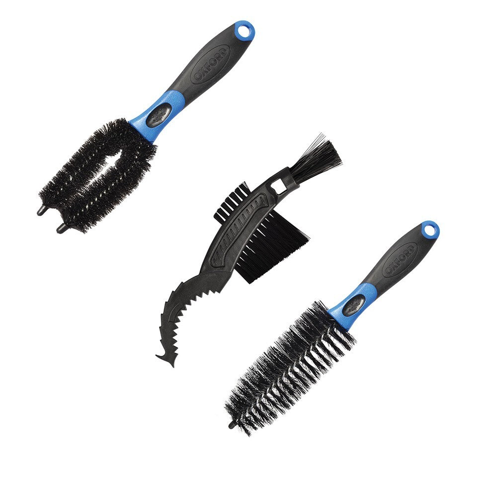 Oxford Motorcycle Triple Brush Set inc. Wheely Clean, Prong Brush, Claw Brush