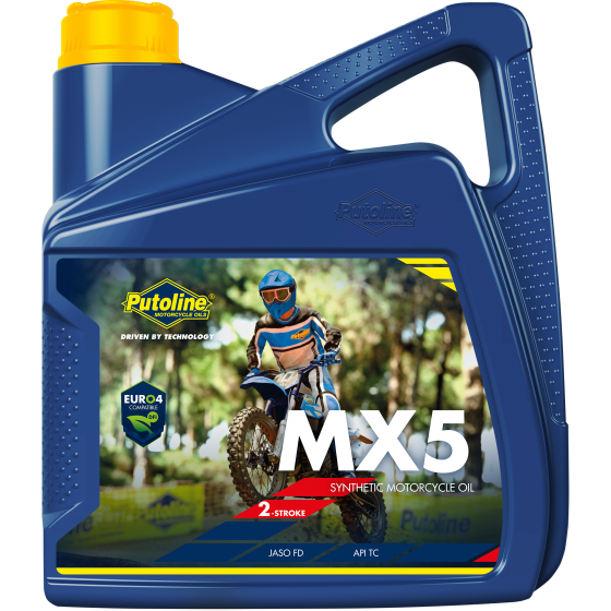 Putoline MX5 Off Road MX Motocross Synthetic 2 Stroke Oil Pre/Post Mix - 4L