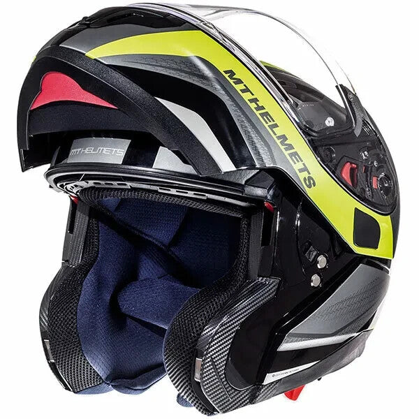 MT Atom Tarmac Black & Yellow Flip Front Motorcycle Motorbike Helmet
