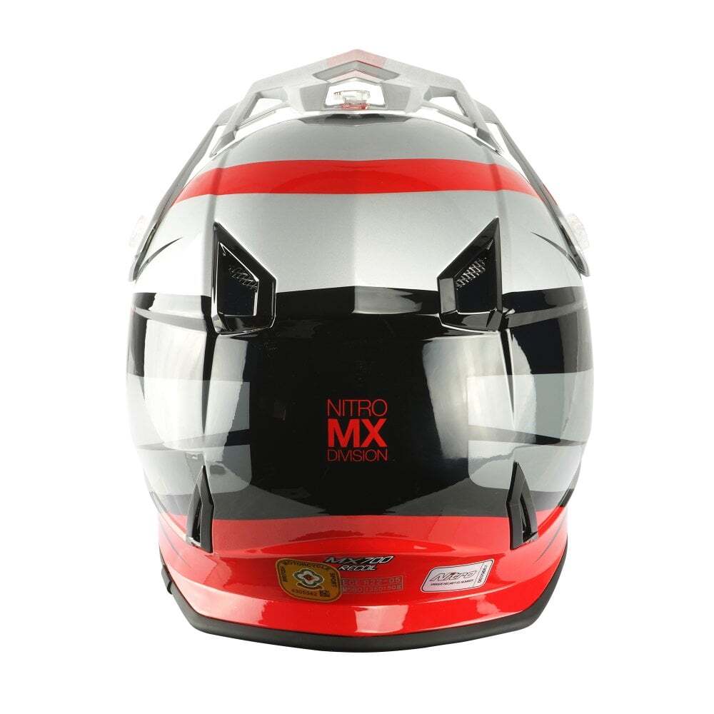 Nitro MX700 Recoil MX Off Road Motocross Motorbike Helmet Black Red Silver