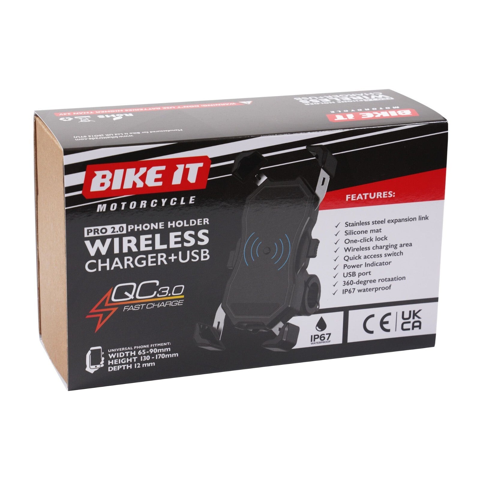 Bike It Pro2 Motorcycle Motobike Wireless Phone Charger Cradle with USB Port