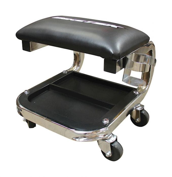 Garage Workshop Wheeled Stool Creeper Seat Chrome Jumbo Heavy-Duty Steel Frame