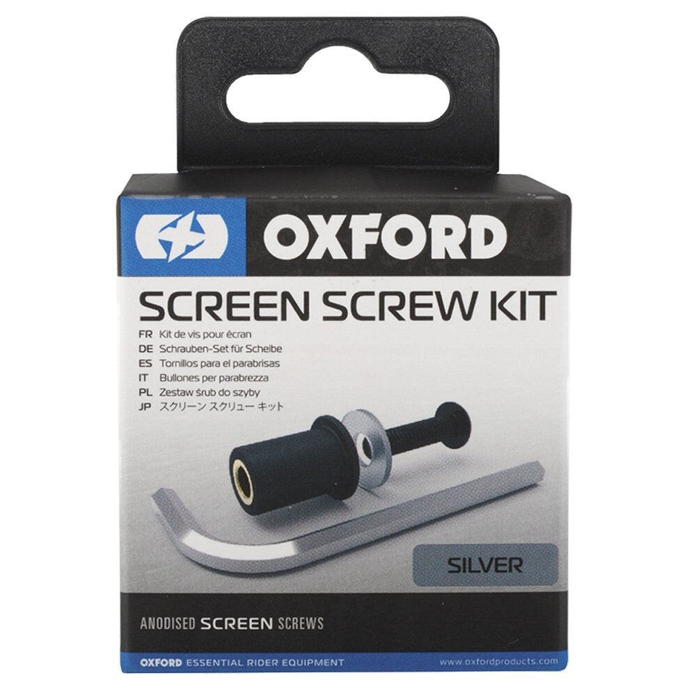Oxford Motorcycle Motorbike Screen Screws & Bushes 8 Pack - Silver