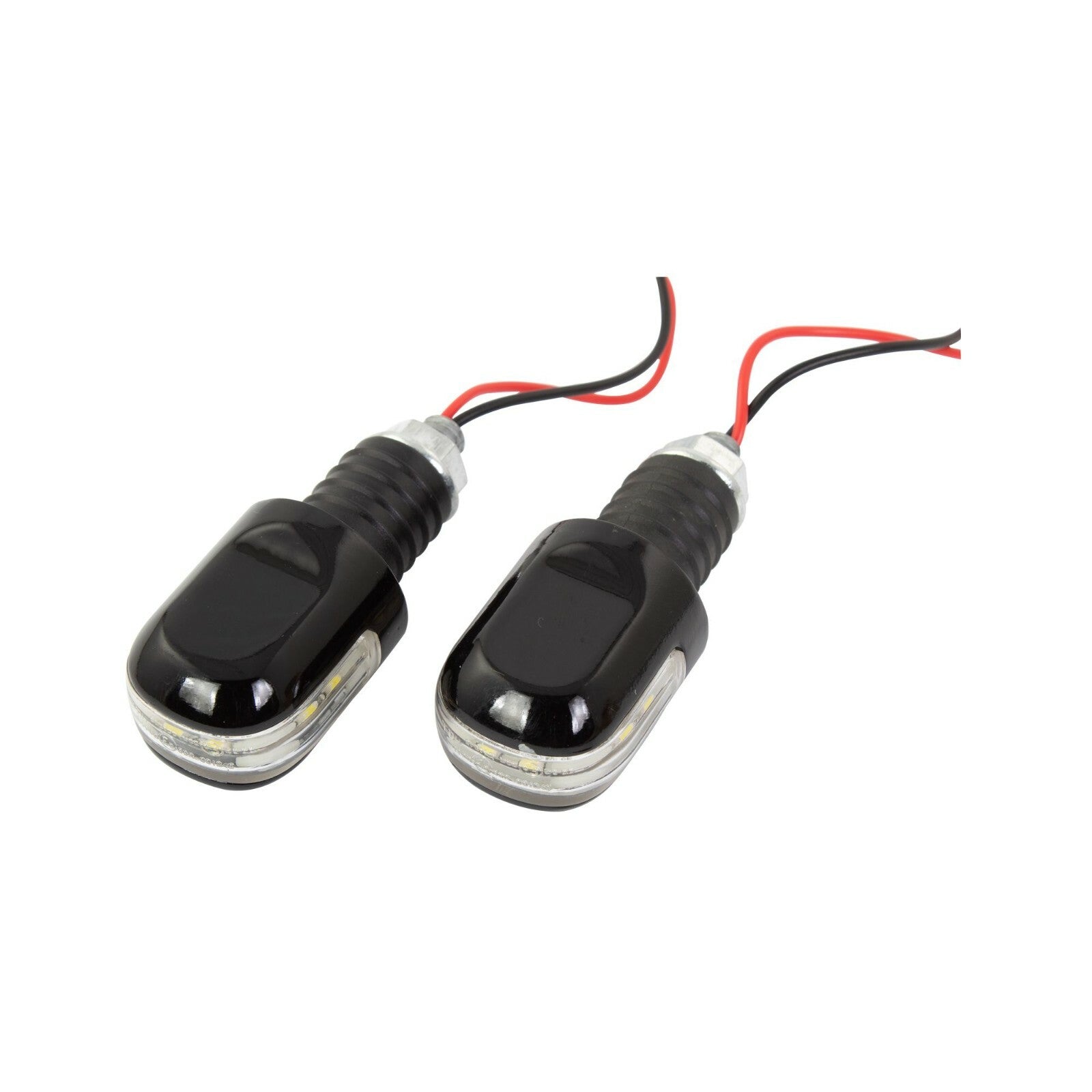 Bike It Black 18mm Motorcycle Motorbike Bar Ends With White LEDs - BEWLED10