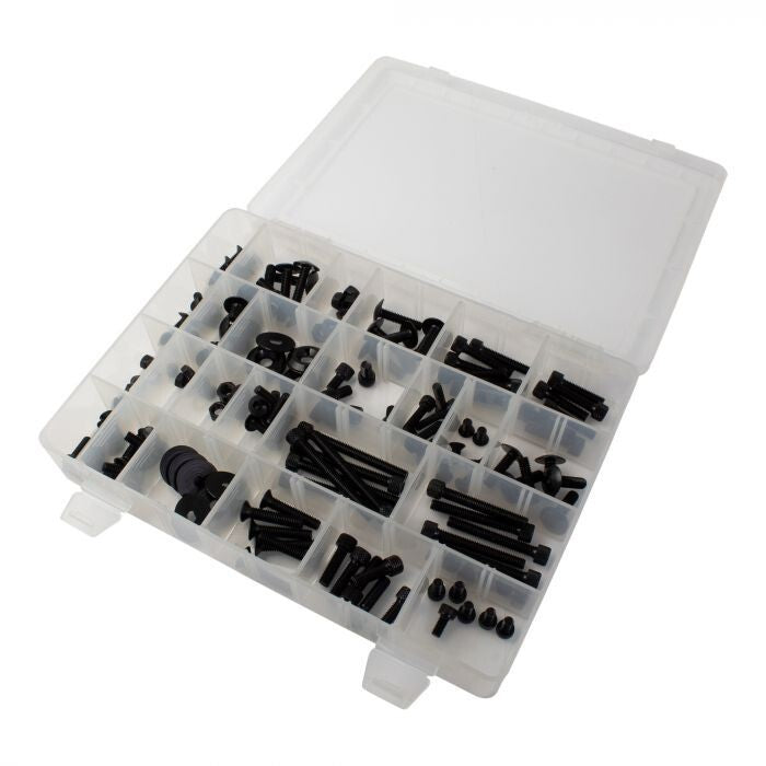 Bike It Universal 150pcs Bolt Kit - Black ( Screw Length Range 10mm to 30mm )