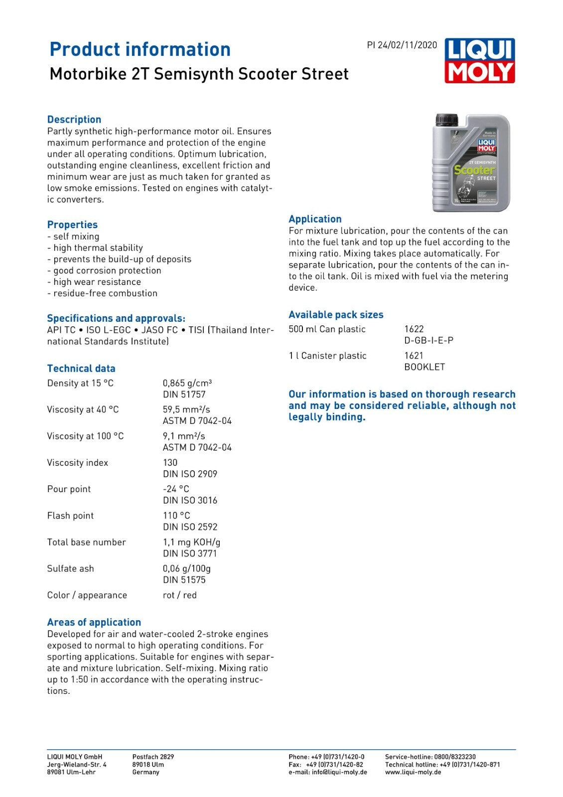Liqui Moly 2 Stroke 2T Scooter Street Semi Synthetic Scooter 2T Engine Oil 500ml