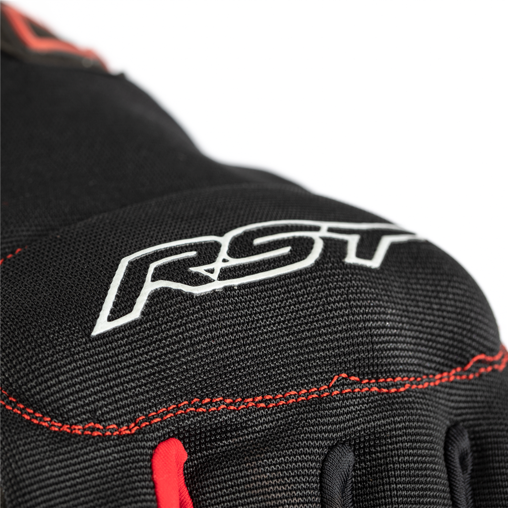 RST Rider CE Motorcycle Motorbike Short Lightweight Textile Gloves - Black Red