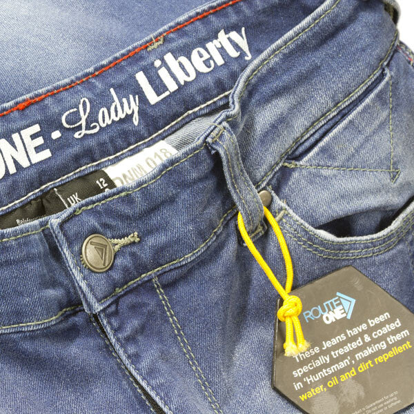 Route One Ladies Liberty Water Repellent Motorcycle Motorbike Jeans - CE Knee