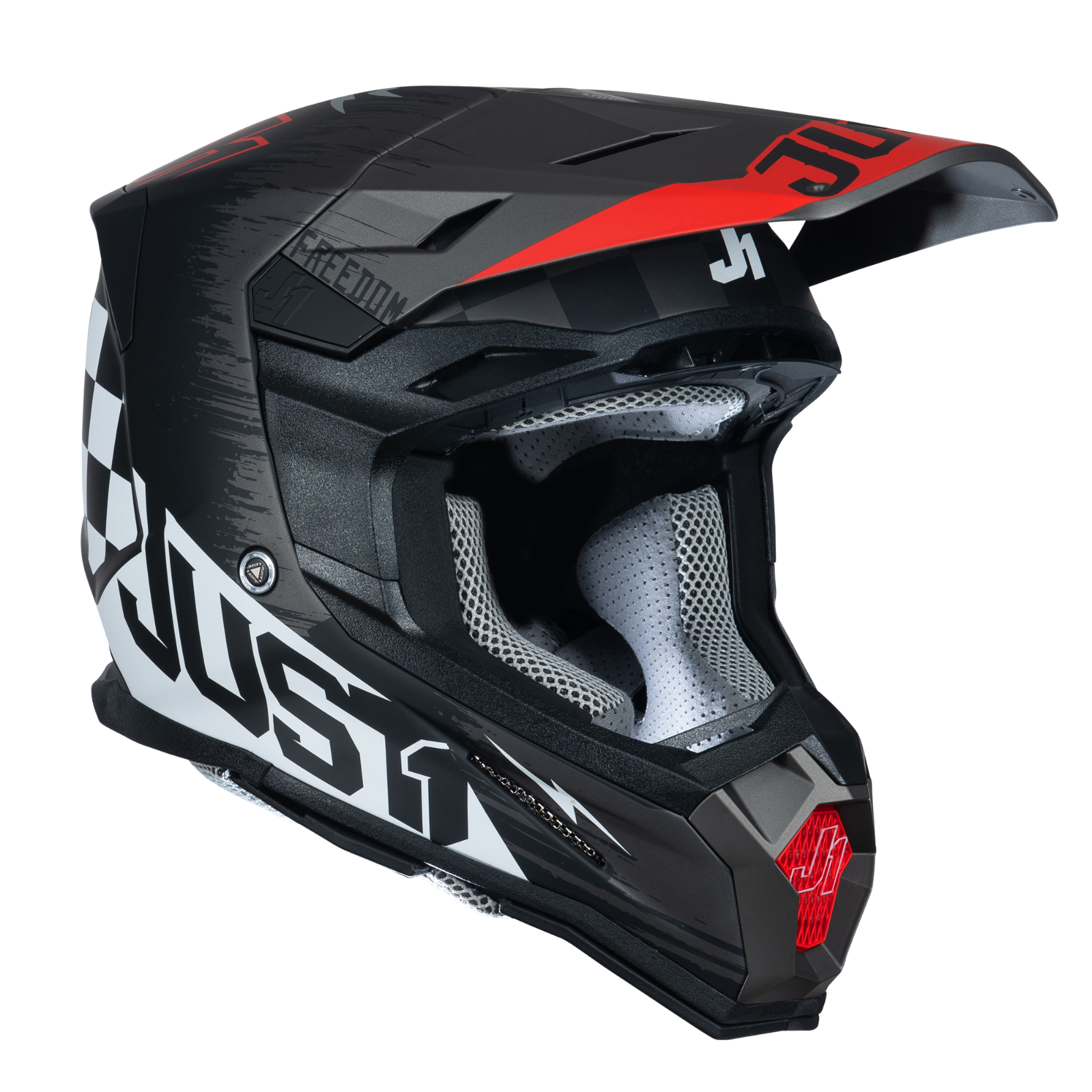 Just1 J22 Motocross Motorcycle Motorbike Helmet Flagman Red / Titanium / Black