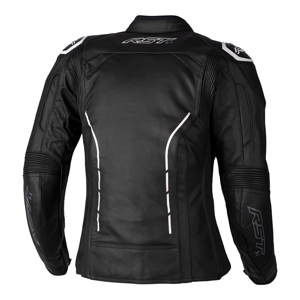 RST S1 CE AAA Ladies Leather Motorcycle Motorbike Sports Jacket - Black White