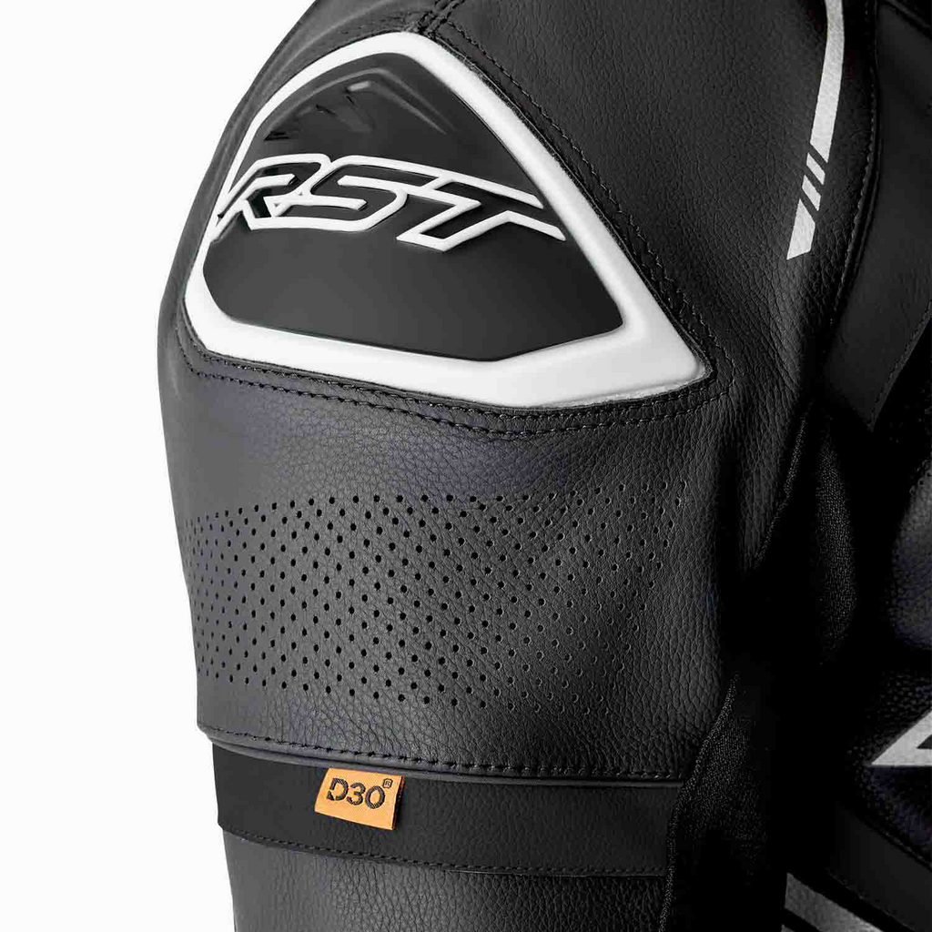 RST S1 D3O CE AAA Rated Leather Motorcycle Motorbike Race 1 Pc Suit Black White