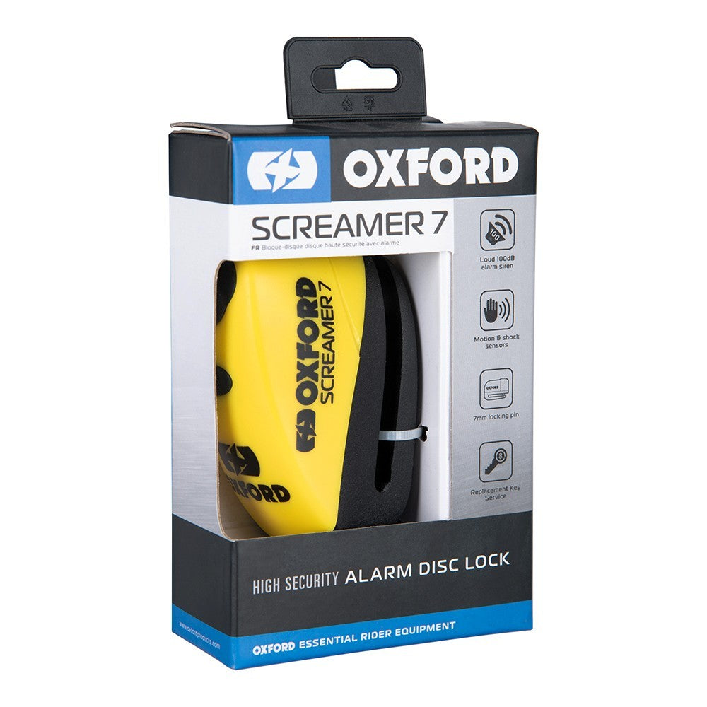Oxford Screamer 7 Disc Lock Alarm Motorbike Motorcycle Security Yellow LK290