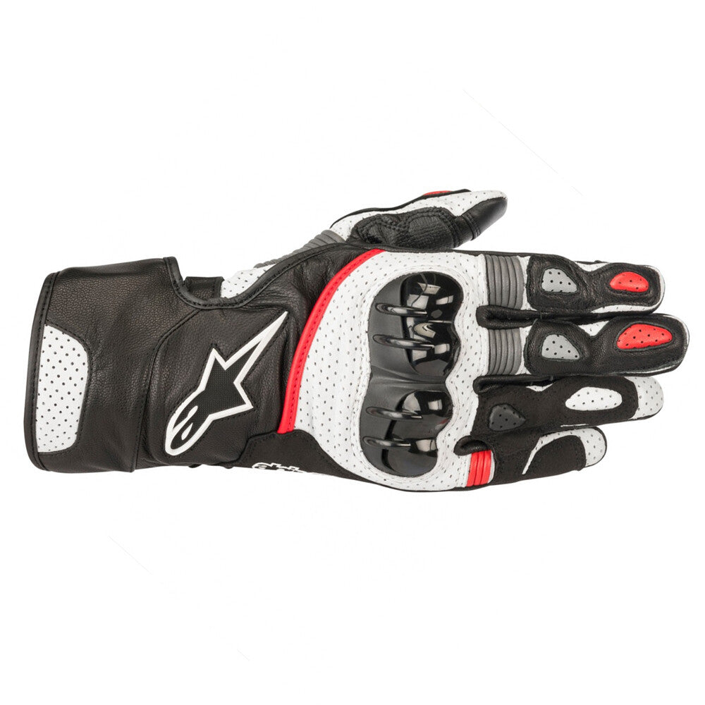 Alpinestars SP-2 v2 CE Approved Leather Mid Length Motorcycle Gloves Black White