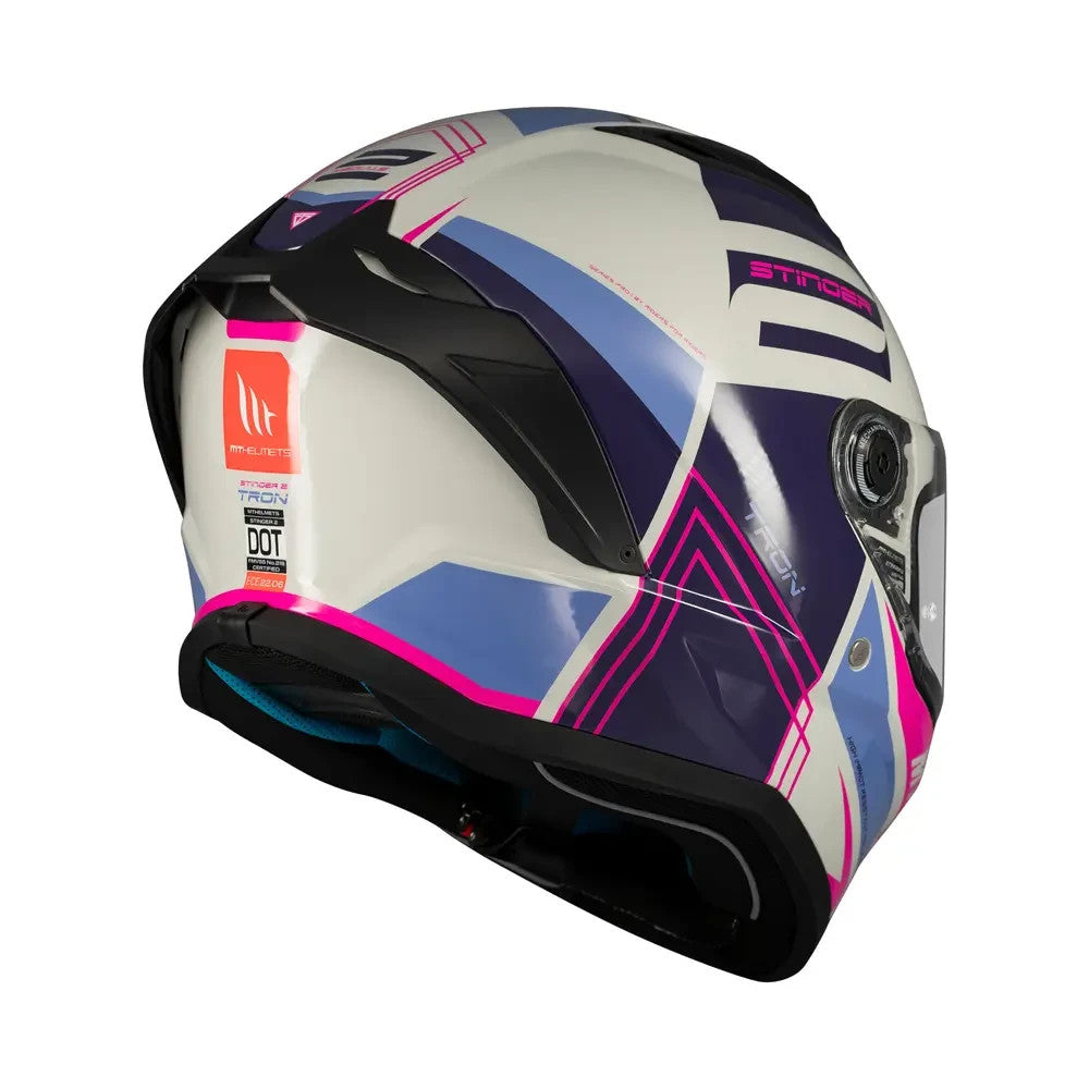 MT Stinger 2 Tron Full Face White ECE2206  Motorcycle Motorbike Helmet