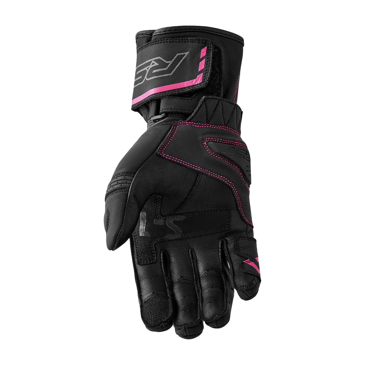 RST S-1 CE Ladies Leather Sports Motorcycle Motorbike Gloves - Black Pink